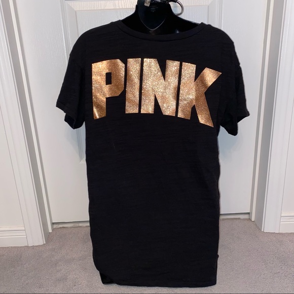 PINK V Neck Tee with Rose Gold Bling! - Picture 8 of 9